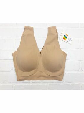 True & Co True Body V-Neck Bra Seamless Wireless Beige Cream Size Large